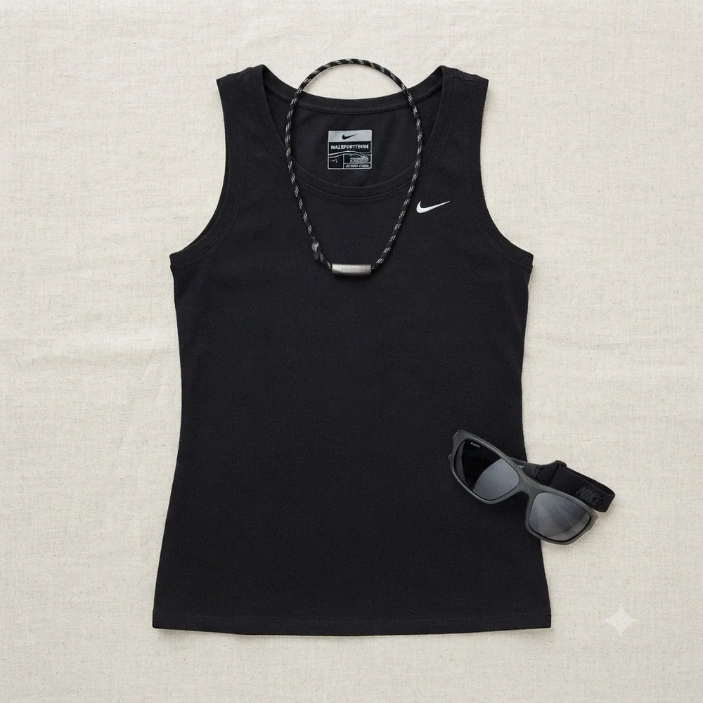 Nike Tank Top Womens Small Black Nike Fit Dry Embroidered Swoosh Athletic Gym